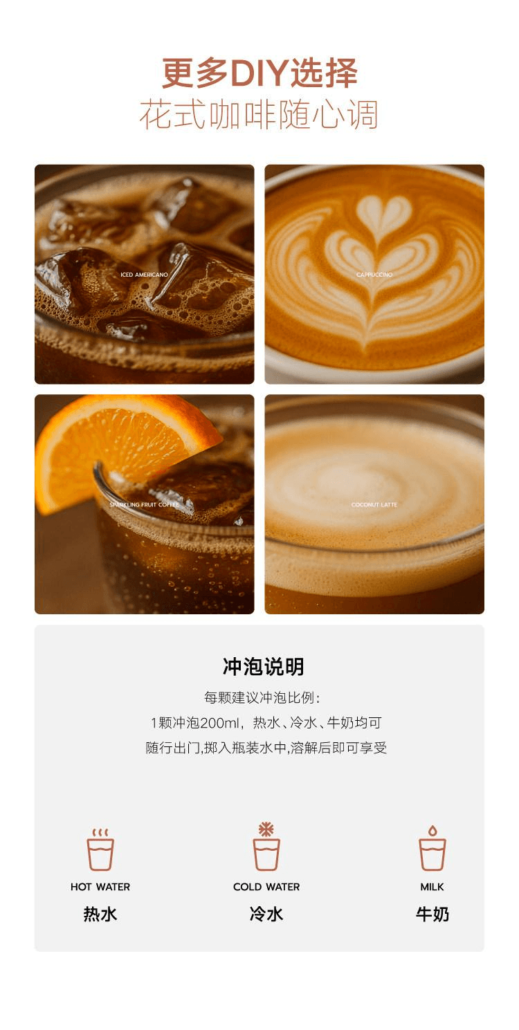 【中國直郵】 奈雪的茶 美式醒咖/左旋燃咖零糖超凍乾咖啡塊 【左旋燃咖】2g*7顆