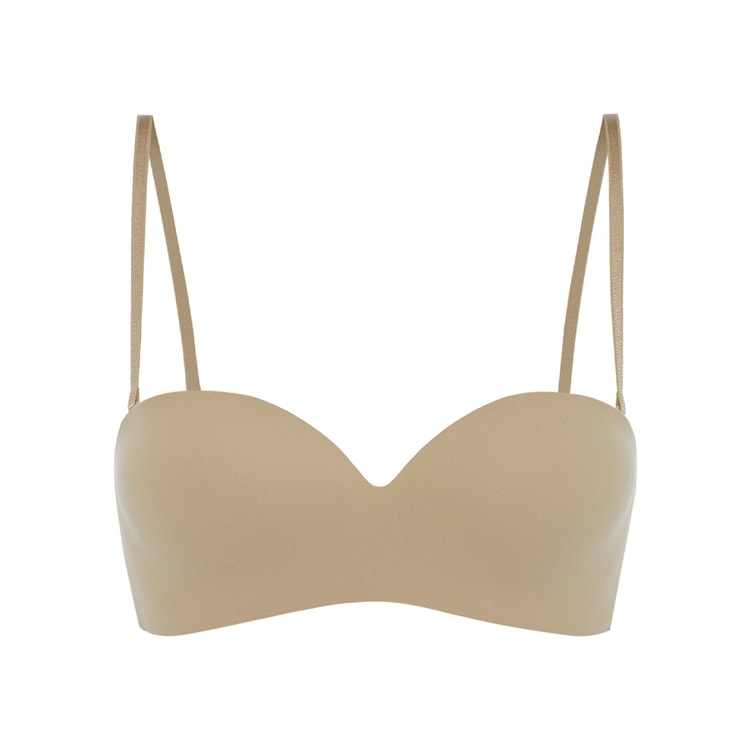 Two Ways Wearing With Removable Strap Gathering Tube Top Bra Dark Nude A75  - Yamibuy.com