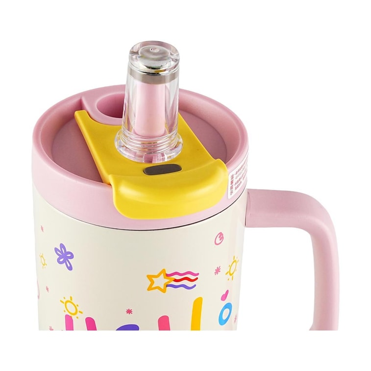 希樂 派對冰霸杯 巨無霸吸管保溫杯大容量水杯 甜心粉 900ml【陶瓷覆層內膽 直飲/吸管兩用】 6