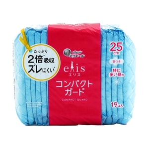 日本ELIS怡麗 便攜式超薄瞬吸型衛生棉 量多日用型 有護翼 250mm 19枚入