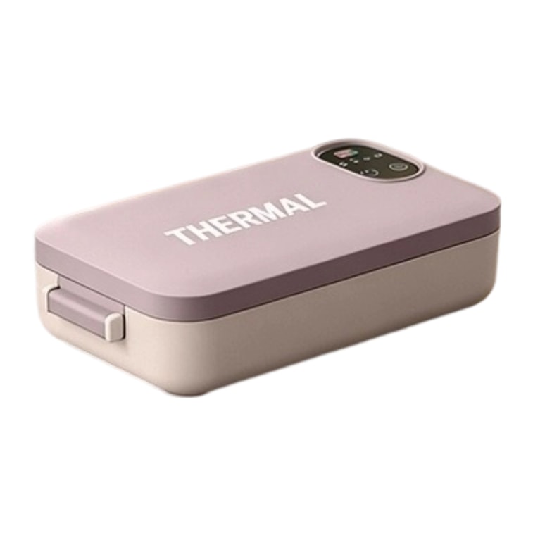 Rechargeable Heated Lunch Box, 304 Stainless Steel Water-Free Electric Lunch Box, Portable Outdoor Plug-in Meal Warmer ,Dusk grey, rechargeable + timer version, 1 Set 10