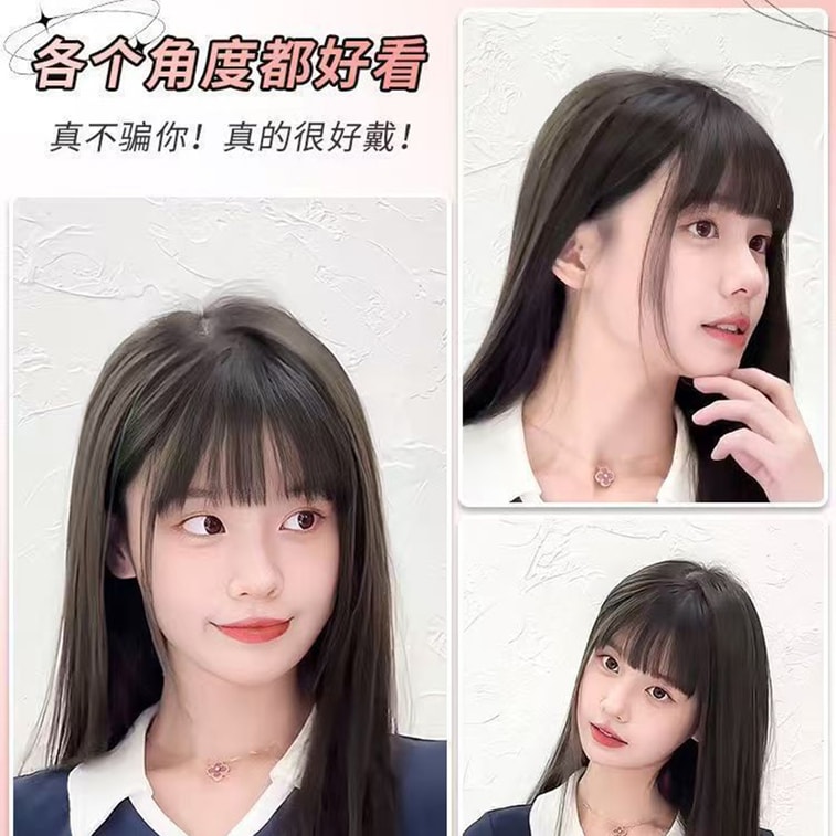 Fake Bangs Hair Topper Cover Gray Hair Fill Hair Part Increase Hair Volume Lightweight Invisible French High Skull Top Realistic Air Bangs Natural Black 1 pc 5