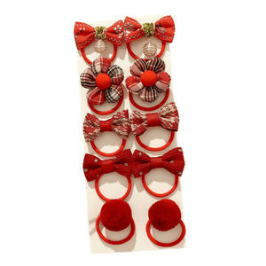 [중국 직배송] 밀리 레드 헤어 타이 (여아용), 새해맞이 고탄력 헤어 타이 #1 (5쌍)