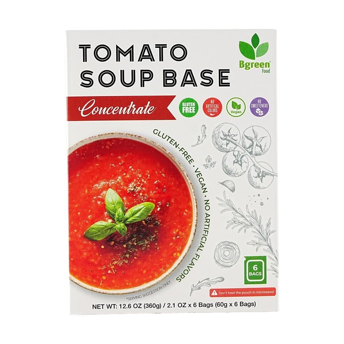 Tomato Soup Base ,Concentrate,  6 Bags, 12.6 oz 【Gluten Free】【Vegan】【For Noodles, Ramen, Soup, Hot Pot 】