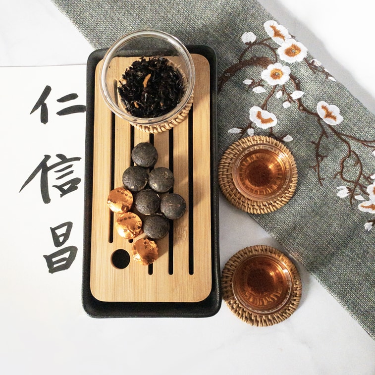 仁新昌雲南マンダリン普陀プーアル熟沱茶 380g 竹籠入り 4