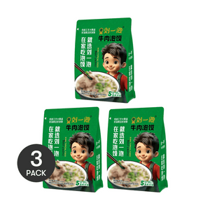 【台灣(中國)直送】劉一泡 全新系列牛肉風味泡饃 465g *3【3份超值裝】【陝西西安特產】【半成品速食】【還原堂食風味】