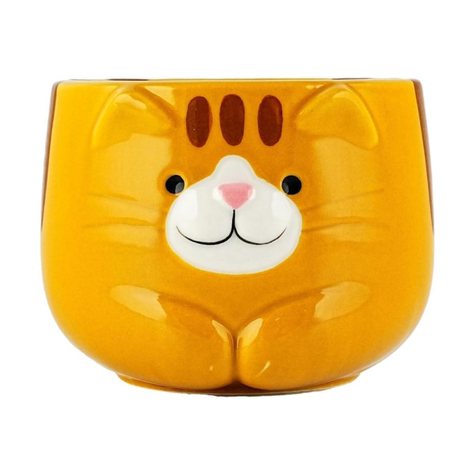 日本DECOLE 貓咪茶杯 陶瓷杯 虎貓 80×83×h62mm