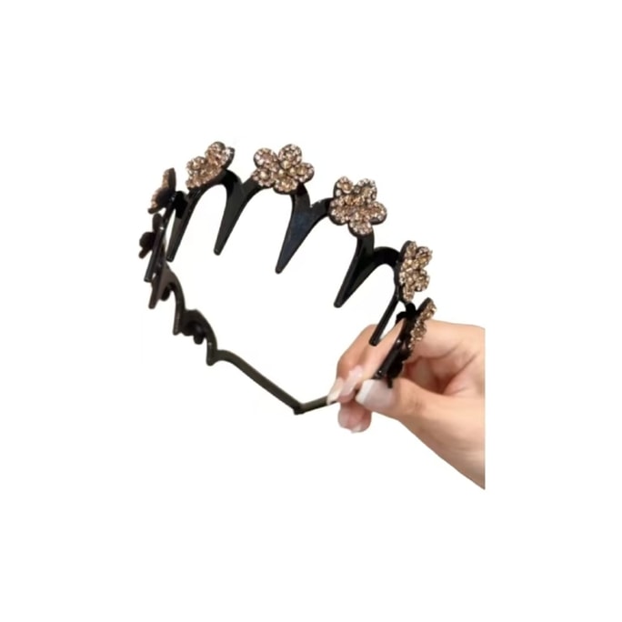 Rhinestone floral wave headband non-slip keeps stray hair in place suitable for high crown - 1 piece