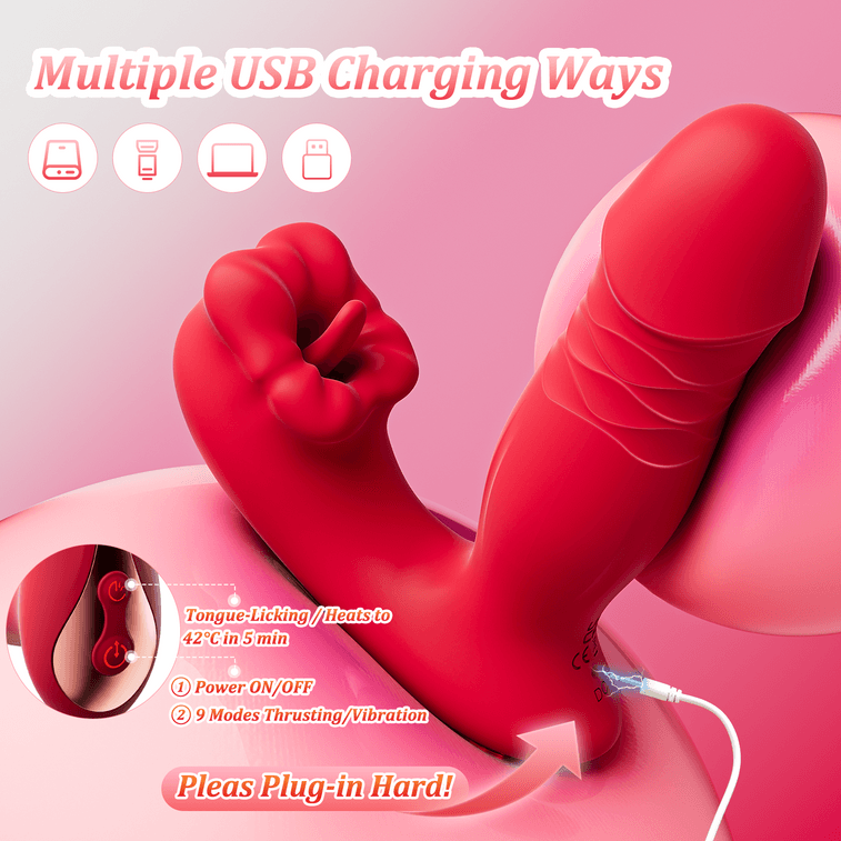 JuzPlay 女性用插入吮吸按摩棒-超绝舌舔-G点大嘴巴玩具-阴蒂刺激器 - 配备9频震动+9频舌舔+9频伸缩+加温+APP控制  适合女性及情侣使用的成人情趣玩具 4