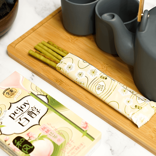 Peach Matcha Pejoy Cookie Sticks - Pocky's Friend, 1.48oz