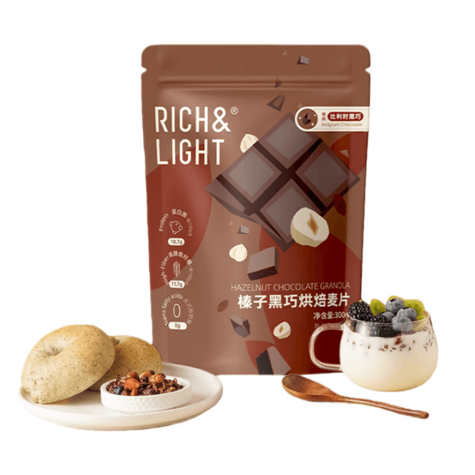 【中国直邮】 芮厨 烘焙燕麦片榛子黑巧烘焙坚果300g*1袋