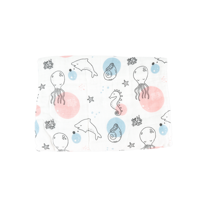 十月結晶 嬰兒浴巾純棉紗布初生新生兒全棉超軟吸水寶寶兒童大毛巾 95*95cm #海底樂園