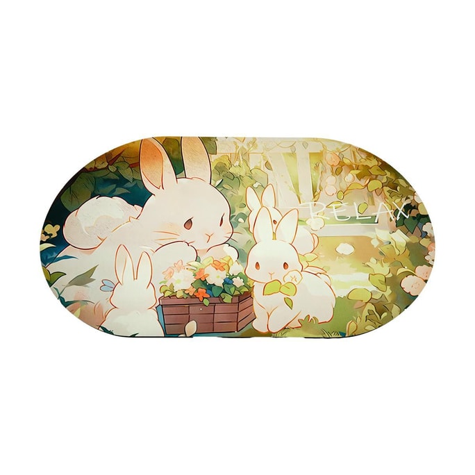 Velvet Diatomaceous Earth Anti-slip Carpet Bathroom Shower Mat Bunny Florist, 19.69*31.5"