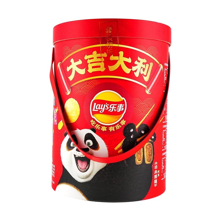 Kung Fu Panda Collaboration Family Bucket Potato Chips Gift Box, 7flavors 16bags 21.9oz 9