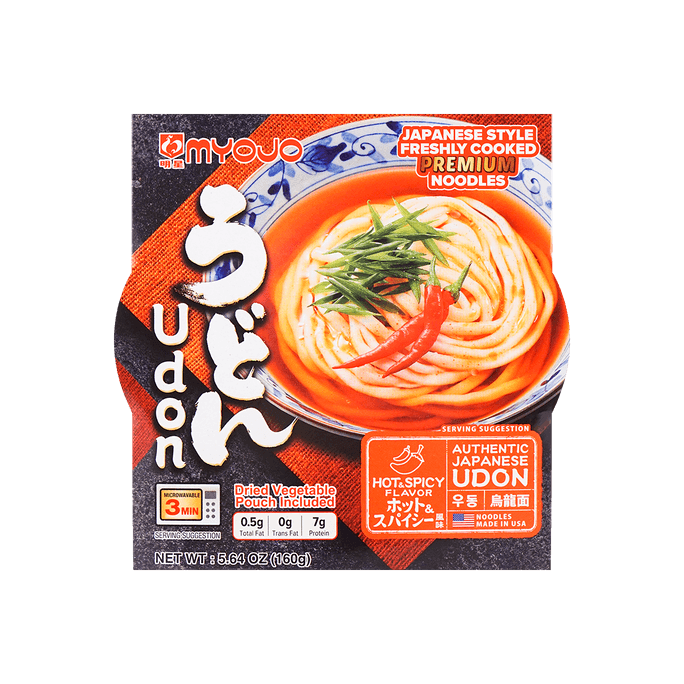 Microwavable Instant Udon Noodle Soup - Spicy Flavor 160g
