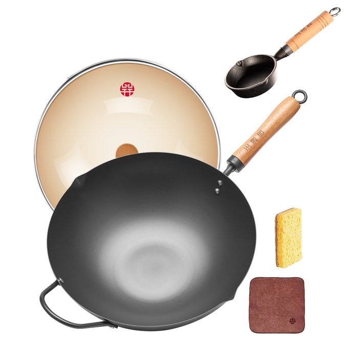 33CM Comparable To A Thousand-yuan Pole Iron Pot Thickened Pot Bottom With Small Iron Pan