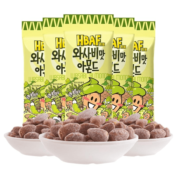 HBAF 와사비 머스타드 아몬드 혼합견과류 및 건과일 스낵 (5팩, 35g)