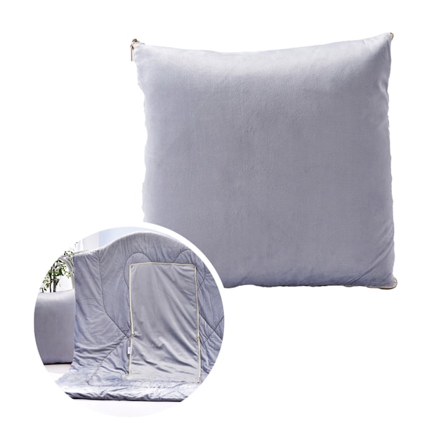 水星家纺 絨毛抱枕毯 X 抱枕型态 60 X 70 毯子型态 四季通用多功能毯空调毯旅行毯沙发毯午睡毯 灰