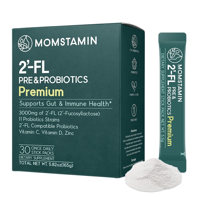 韓國 莫斯塔明 MOMSTAMIN 2'-FL HMO 益生元和益生菌粉末3000 毫克 HMO緩解 IBS - 30 支