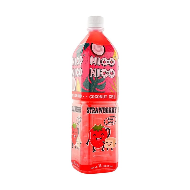 NICO NICO 30% Strawberry Juice Drink with Nata de Coco,33.8 fl oz