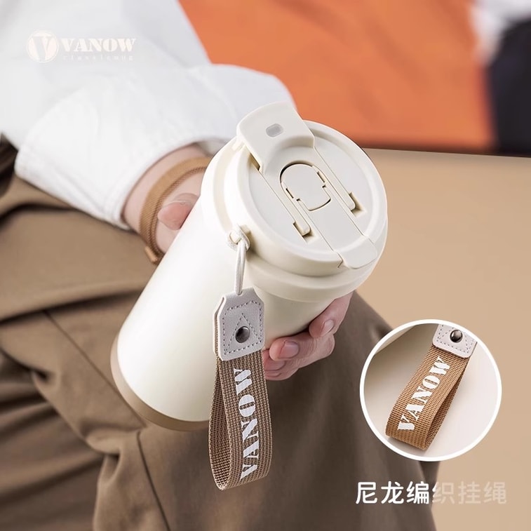 Thermal Insulation Cup Ceramic Liner Coffee Cup Female High Value With Straw Water Cup 2024 New Retro Red 3