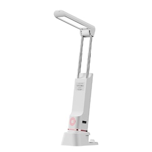  Foldable Eye-Caring LED Desk Lamp, US Plug & 5000mAh USB Charging, 3-Speed Dimming, Multifunctional Flashlight for Student Dorm Reading, White