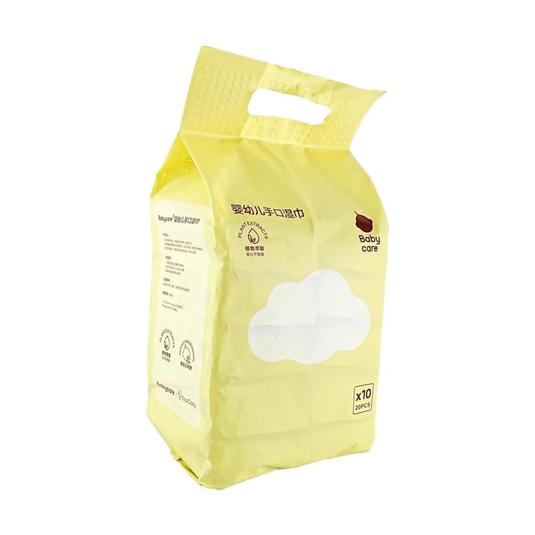 유아용 손 & 입 물티슈, 도톰한 진주빛 질감, 무알코올, 20매입/팩, 10팩/휴대용 3