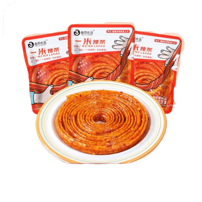 One-meter Long Spicy Strips Hunan Fried Dough Sticks Childhood Cood Casual Spicy Office Snacks 20g*8packs