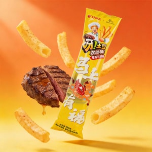 好丽友 呀土豆加油棒 空心薯条 牛排味 96g【春节年货必买】