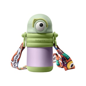 【美國直郵】 Bc Babycare 普迪仔兒童保溫杯吸管杯兒童水杯寶寶學飲杯不鏽鋼嬰兒保溫杯-450ml -科里斯綠-背帶款