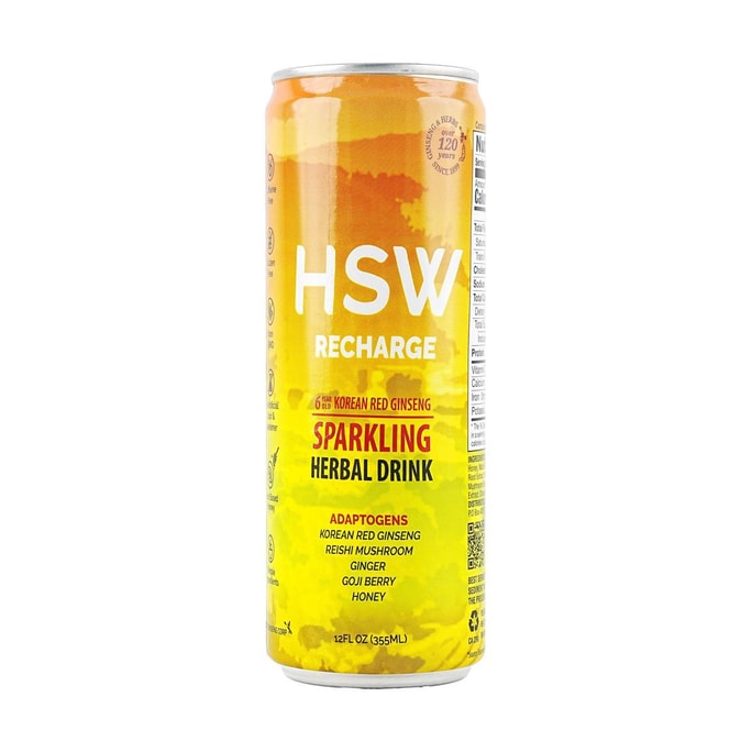 HSW Sparkling Herbal Drink Recharge 12 fl oz