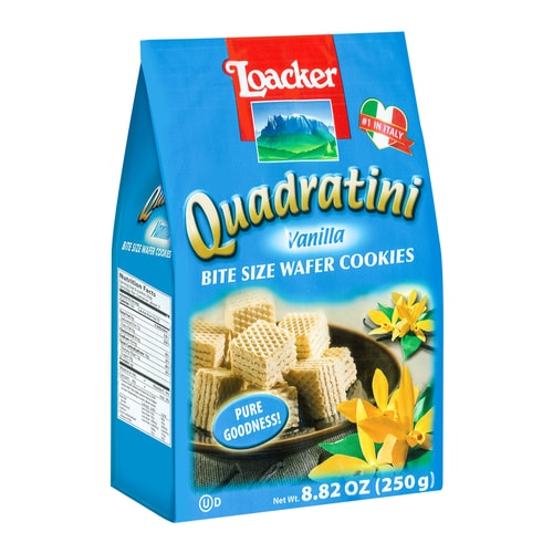 LOACKER Quadratini Bite Size Wafer Cookies Vanilla Flavor 250g