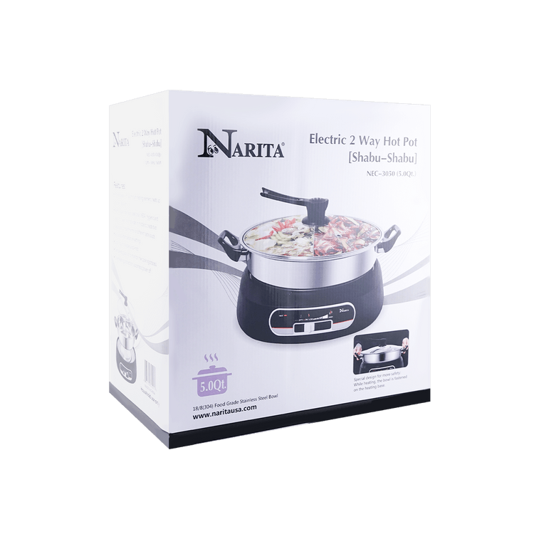 Stainless Steel Electric Shabu Shabu Hot Pot with Lid, 5 Qt, NEC-3050 3