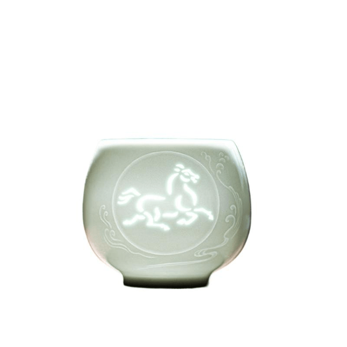 Jingdezhen High-end Master Cup Ceramic Tea Cup Zodiac Cup Noon Horse 135ML * 1 Piece Set