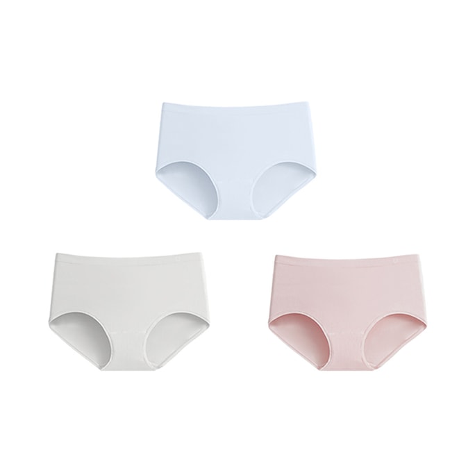 Ubras 60S Modal Seamless Pure Cotton Antibacterial High Waist Triangle Panties (Three-Pack) - Combo Color 12 - M