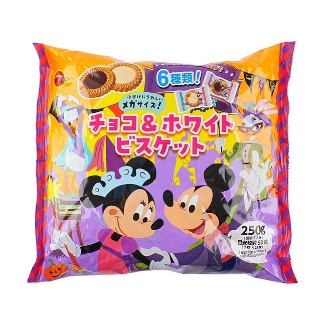 日本BOURBON波路梦xDISNEY迪士尼 白巧克力&黑巧克力曲奇饼干 250g【动漫好物】