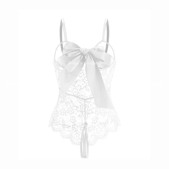 Bella's Fantasy Butterfly Open Bow Lingerie Crotchless Bodysuit White Size M