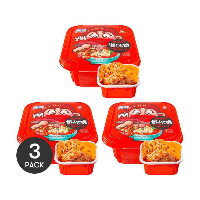 【自駕遊必備】與美 懶人大廚 自熱火鍋 自煮方便小火鍋 麻辣味 425g*3份【超值裝】
