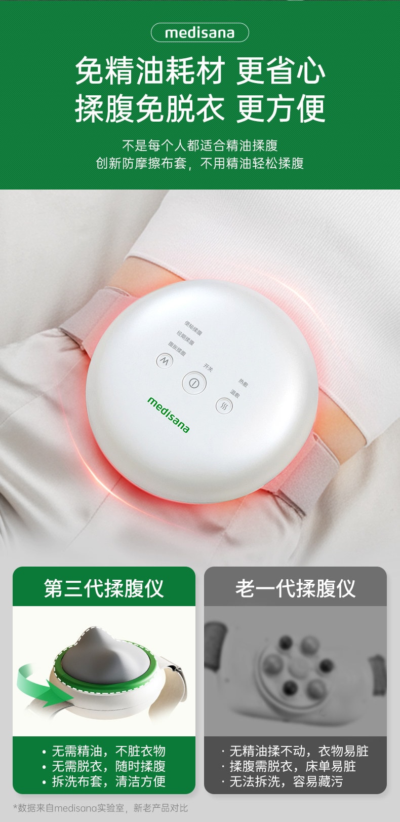 【中国直邮】 MEDISANA 揉腹仪 全自动按摩加热敷肚子促进肠胃蠕动-通便揉腹胀  一个装