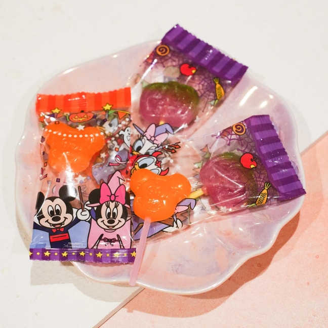 日本HEARTxDISNEY 迪士尼造型棒棒糖 橘子酸奶味+葡萄味 4连包 43g【动漫好物】