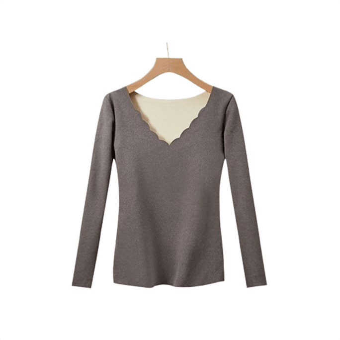 Plus velvet thickening seamless German velvet heating base autumn clothes long trousers suit L size gray