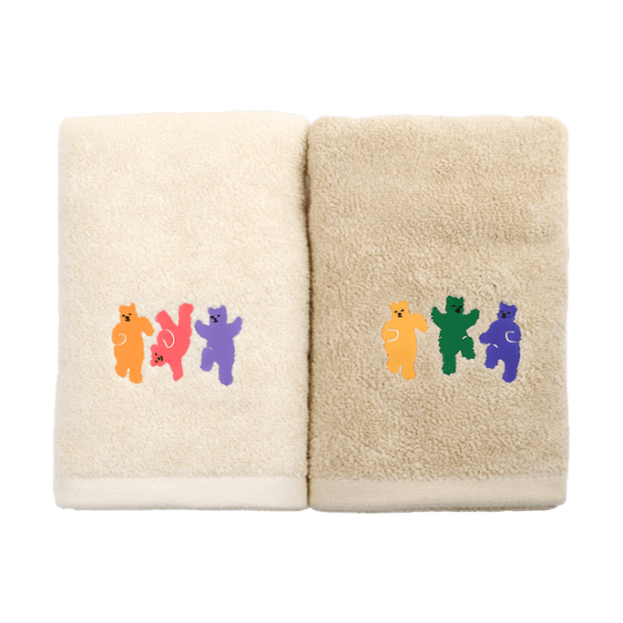 Face Towel Bath Towel 40x80cm 2Pcs Embroidery Jelly Bear