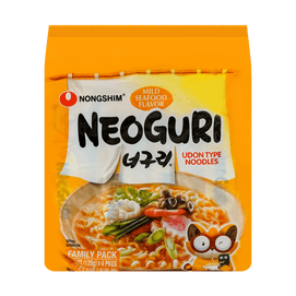韩国NONGSHIM农心 NEOGURI 小浣熊海鲜面 乌冬面 温和原味 4包入 480g【BTS田柾国同款】