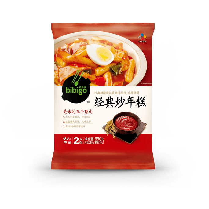 Bipinge Classic Sweet And Spicy Fried Rice Cake Korean Specialty Water Mill Rice Cake Cheese Rice Cake Strip 390g*1 bag