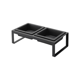 Pet Food Bowl - Tall - Steel + Ceramic Black 1 piece