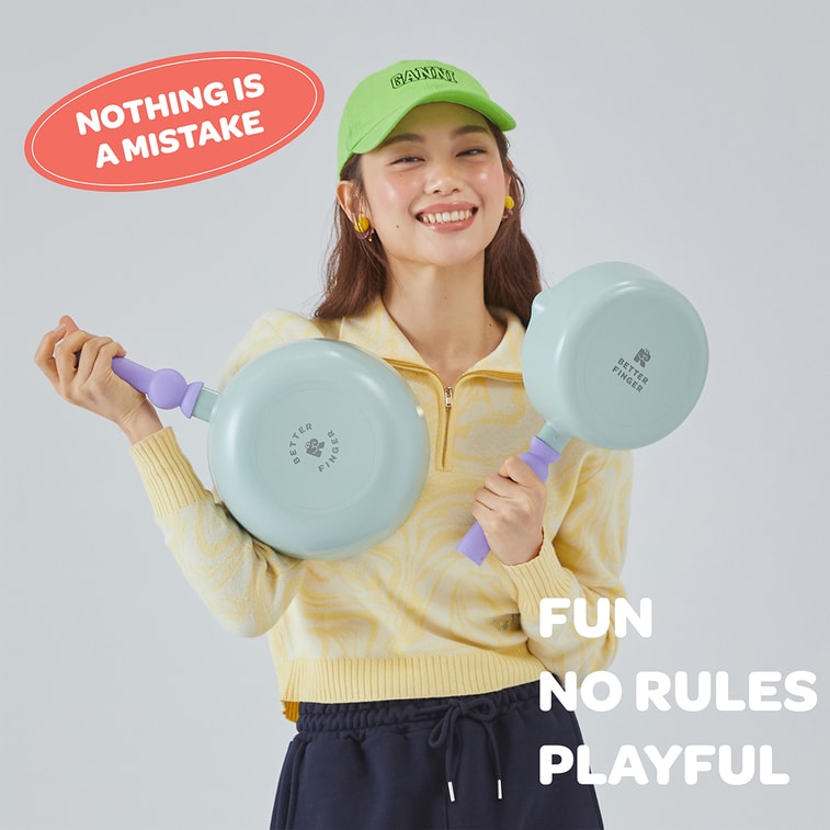 BETTER FINGER Cast Aluminum Wokpan Blue 9" 6