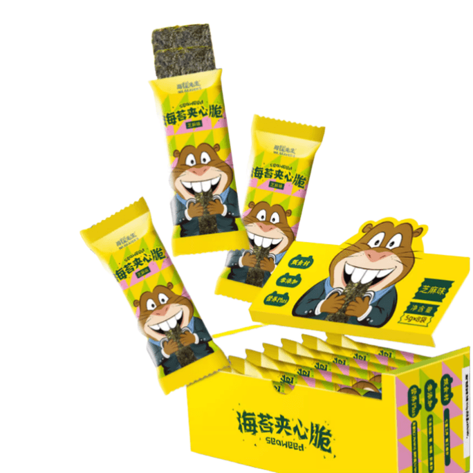 【中國直郵】 海狸先生 芝麻海苔夾心脆 酥脆鮮香 兒童即食休閒海味零食 40g盒裝