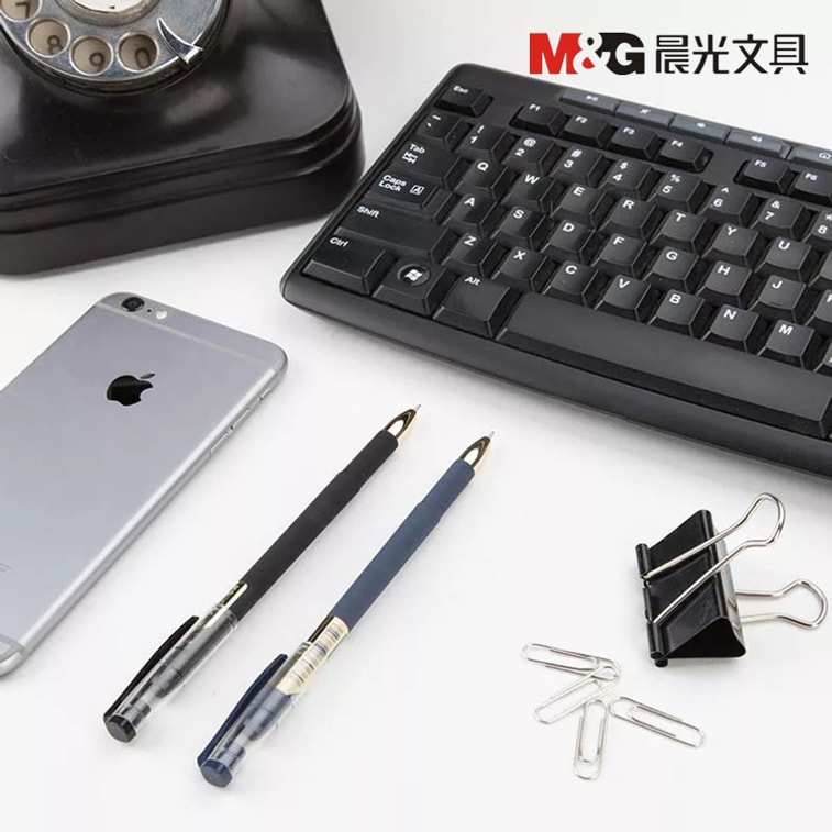 [中国直邮]晨光文具(M&G)BLACK GOLD黑金系列针管中性笔 / 啫喱笔 AGPA2004 黑色笔芯 0.5mm 盒装 12支/盒 3