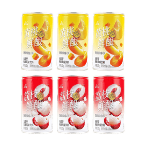 生龙 荔枝鲜酿+黄桃鲜酿 无醇米酿风味饮料 320g*6【2种口味6罐组合装】【孝感特产】