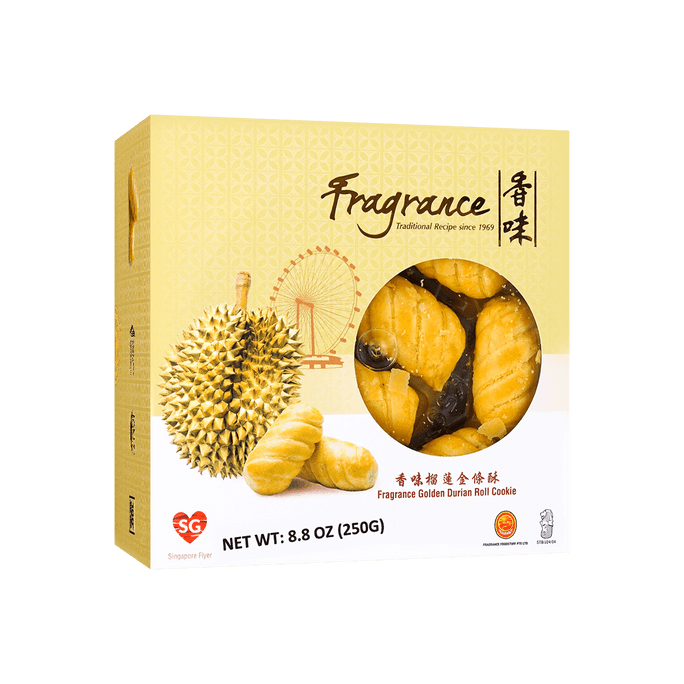 Golden Durian Roll Cookies - Durian Paste in Buttery Pastry, 8.8oz